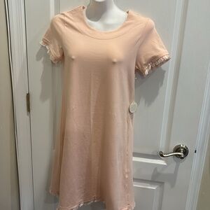 Spartina 449 Island Fringe Shirt Dress Pale Blush Size S